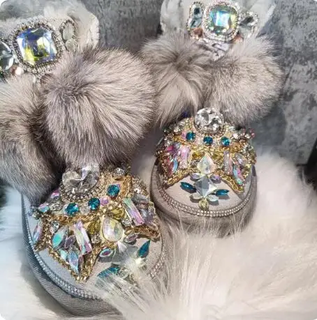 Winter Gray Suede Luxury Gems Diamond Crystal Round Toe Snow Boots Women Warming Plush Fur Flat Leisure Short Boots Shoes
Winter Gray Suede Luxury Gems Diamond Crystal Round Toe Snow Boots Women Warming Plush Fur Flat Leisure Short Boots Shoes