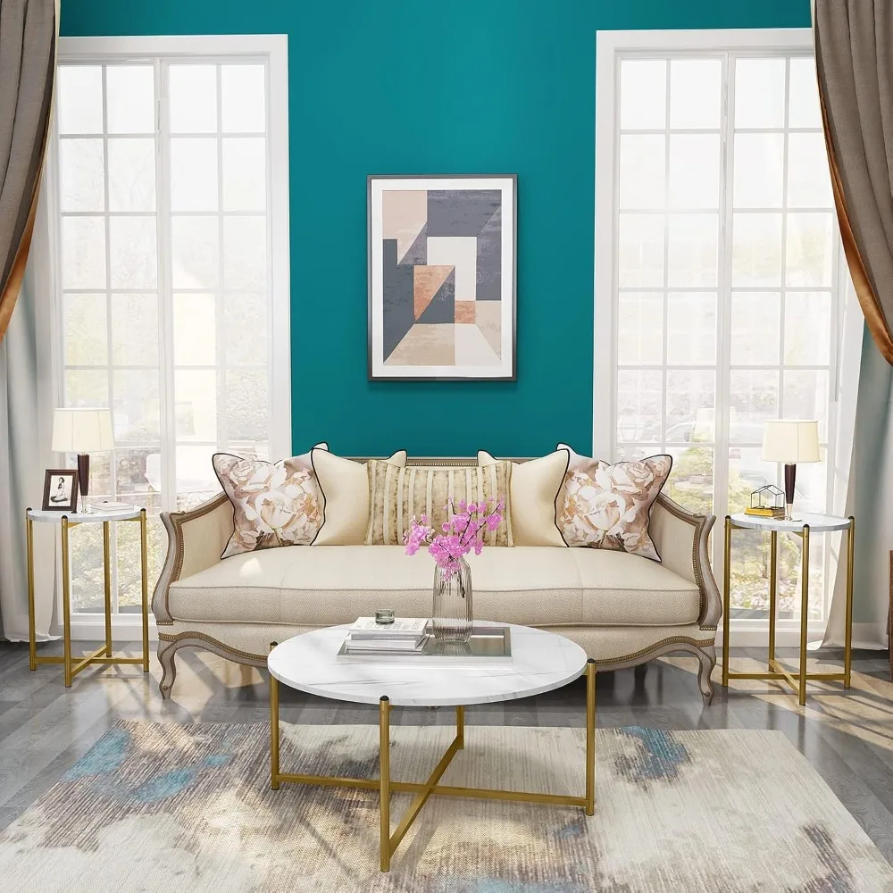 Faux Marble Coffee Table Set of 3, 1 Coffee Table & 2 Sofa Table, Round Tabletop and Metal Cross Base Frame,Perfect for Living
Faux Marble Coffee Table Set of 3, 1 Coffee Table & 2 Sofa Table, Round Tabletop and Metal Cross Base Frame,Perfect for Living