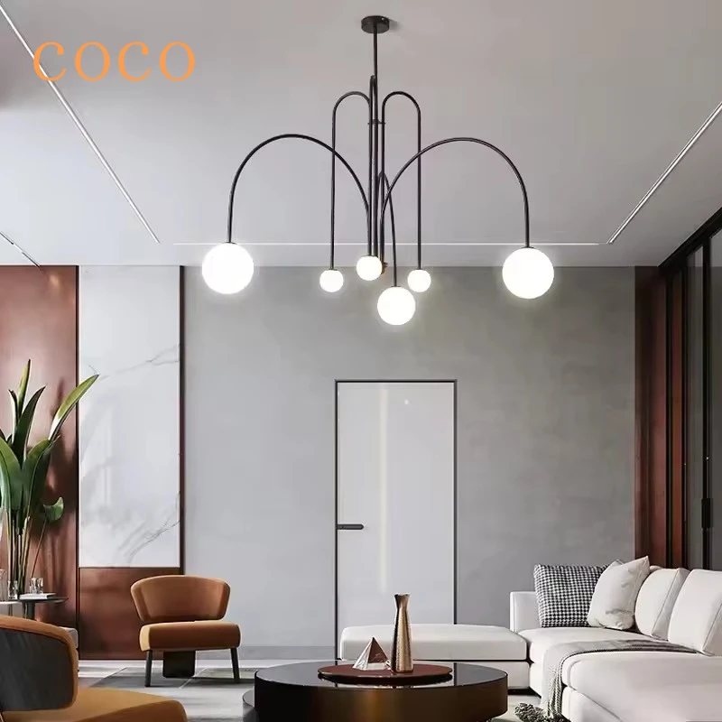 Modern glass ball salon pendant light LED Nordic minimalist home living room, bedroom, dining room, exhibition hall lighting
Modern glass ball salon pendant light LED Nordic minimalist home living room, bedroom, dining room, exhibition hall lighting