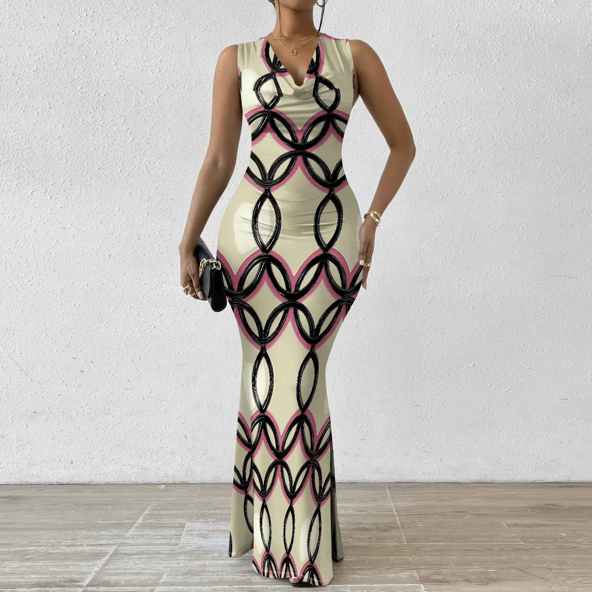 Geometric Floral Maxi Dress XS-2XL, Sleeveless Cowl Neck Dress for Women, Chic & Elegant for Evening & Party Events
Geometric Floral Maxi Dress XS-2XL, Sleeveless Cowl Neck Dress for Women, Chic & Elegant for Evening & Party Events