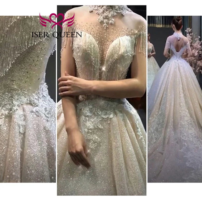 Customized Sexy V neck Shiny Fabric Luxury Wedding Dress Princess Style High Neck Crystal Tassel Quality Bride Dresses WX0060
Customized Sexy V neck Shiny Fabric Luxury Wedding Dress Princess Style High Neck Crystal Tassel Quality Bride Dresses WX0060