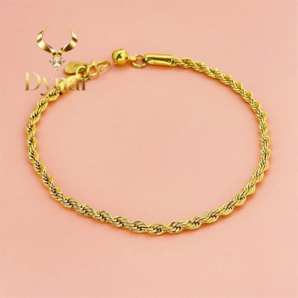 Dynar Jewelry Women's 3MM Twist Bracelet 24K Gold AU999 - Smooth burr-free 3MM links, comfortable wear, AU999 authentic
Dynar Jewelry Women's 3MM Twist Bracelet 24K Gold AU999 - Smooth burr-free 3MM links, comfortable wear, AU999 authentic