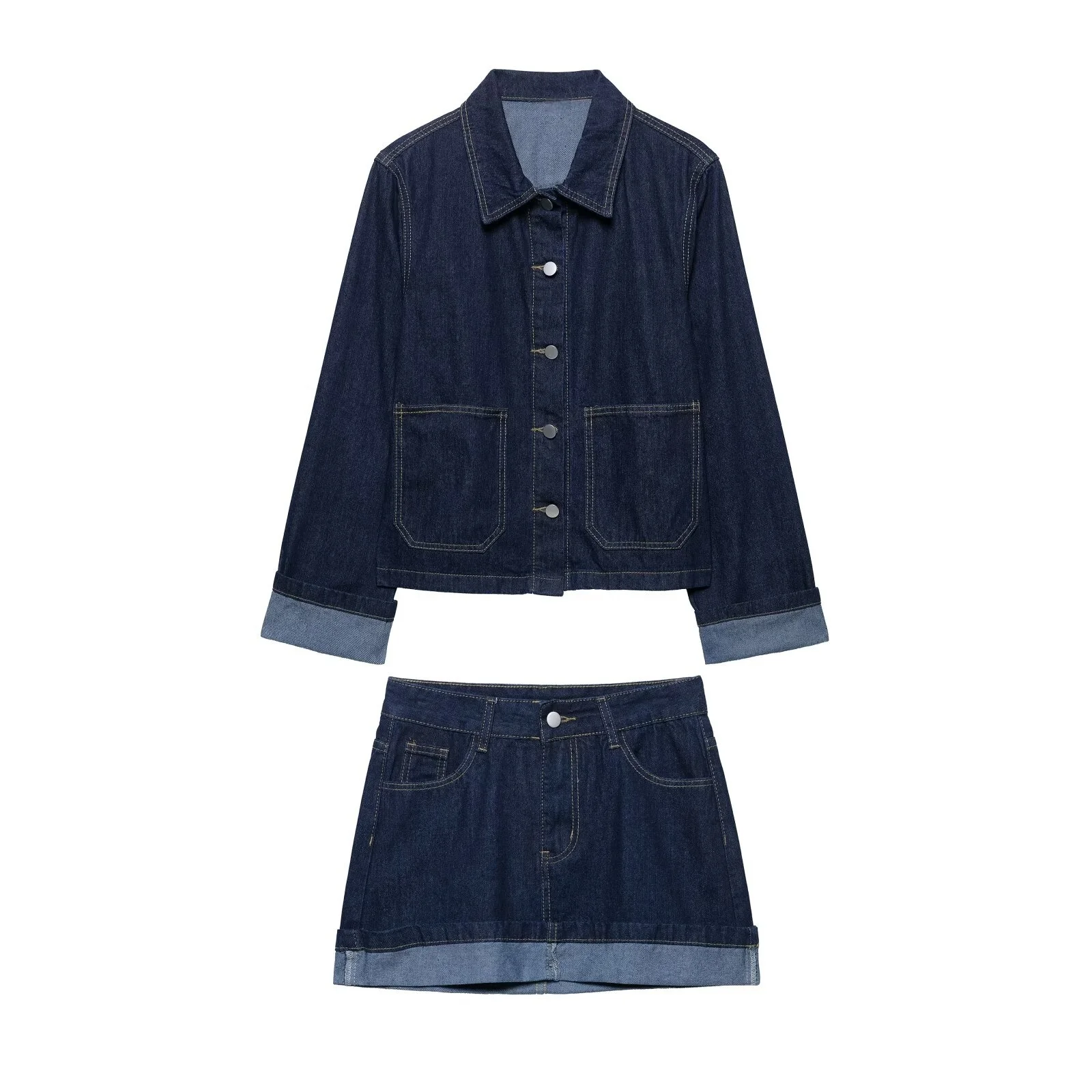 Taop&Za 2025 Women's Long - Sleeved Button - Front Denim Jacket with Matching Mini Skirt Set for Daily and Weekend Wear
Taop&Za 2025 Women's Long - Sleeved Button - Front Denim Jacket with Matching Mini Skirt Set for Daily and Weekend Wear