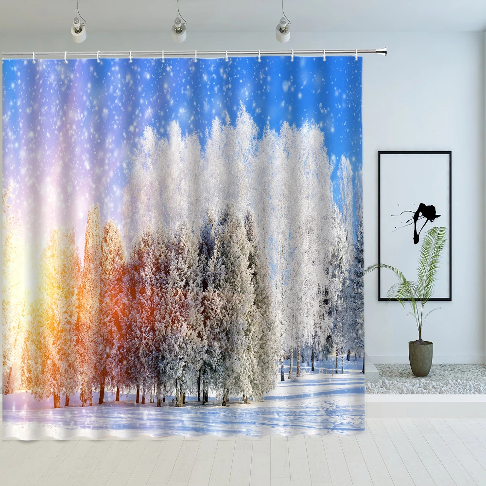 Ice Lake Snow Scape Shower Curtain Winter Snowflake Houses Tree Scenery Bathroom Decor with Hooks Waterproof Fabric Bath Screen
Ice Lake Snow Scape Shower Curtain Winter Snowflake Houses Tree Scenery Bathroom Decor with Hooks Waterproof Fabric Bath Screen