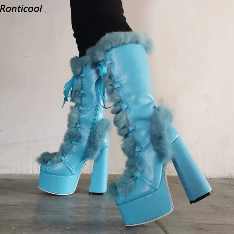 Ronticool Luxury Women Winter Mid Calf Boots Faux Fur Chunky Heels Round Toe Nice Light Blue White Party Shoes Plus US Size 5-15
Ronticool Luxury Women Winter Mid Calf Boots Faux Fur Chunky Heels Round Toe Nice Light Blue White Party Shoes Plus US Size 5-15
