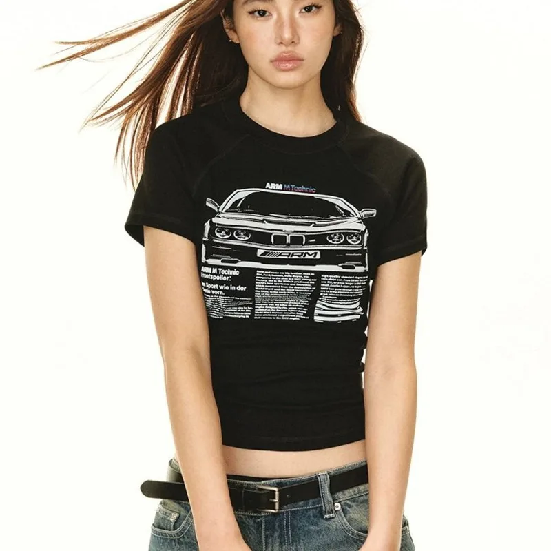 Fashion Punk Gunge Black Crop Top Women Summer Car Letter Print Short Sleeve T-shirt Female Cotton Slim Casual Tees Clothing
Fashion Punk Gunge Black Crop Top Women Summer Car Letter Print Short Sleeve T-shirt Female Cotton Slim Casual Tees Clothing