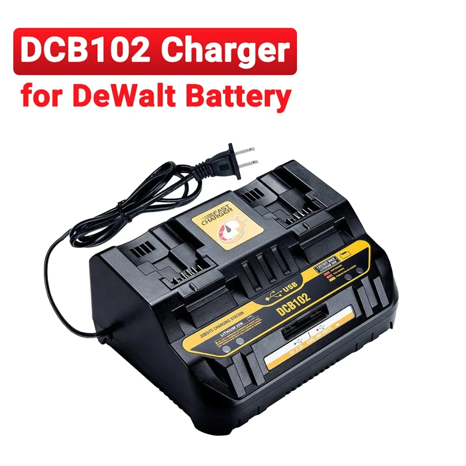 For Dewalt 10.8V 18V 20V 60V Lithium Battery DCB102 Charger Rapid 2 Slide Port 4A Charging Current USB 2A DCB200 DCB140
For Dewalt 10.8V 18V 20V 60V Lithium Battery DCB102 Charger Rapid 2 Slide Port 4A Charging Current USB 2A DCB200 DCB140