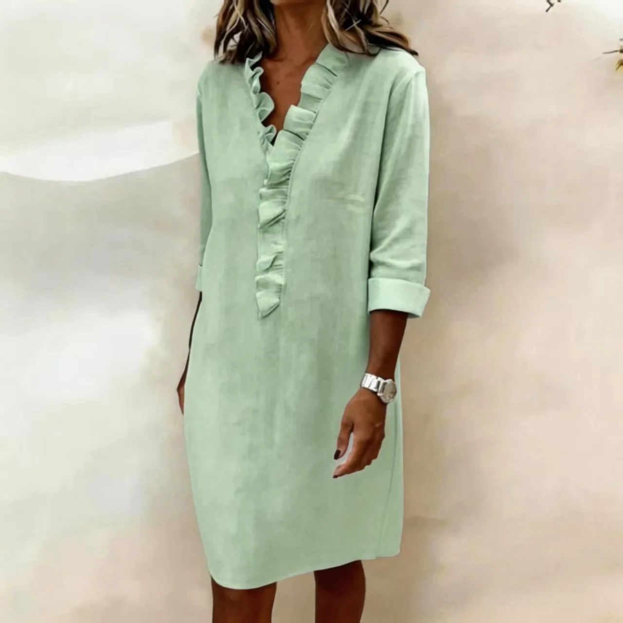 Fashionable Simple Dress Solid Color Elegant Comfortable Commuting Style Ear-hemmed Long-sleeved Cotton Linen Mid-length Dresses
Fashionable Simple Dress Solid Color Elegant Comfortable Commuting Style Ear-hemmed Long-sleeved Cotton Linen Mid-length Dresses
