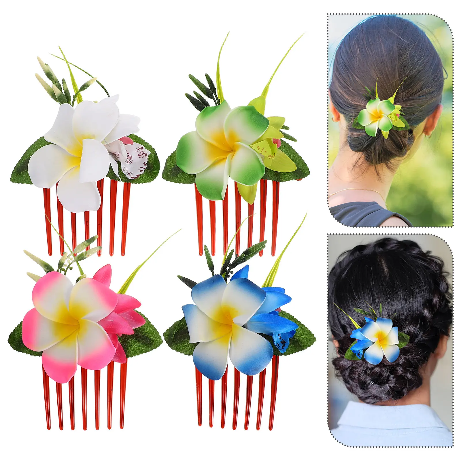 4Pcs Plumeria Hair Comb Tropical Floral Hair Accessory Realistic Hawaiian Flower Clip for Beach Wedding Vacation Luau Summer
4Pcs Plumeria Hair Comb Tropical Floral Hair Accessory Realistic Hawaiian Flower Clip for Beach Wedding Vacation Luau Summer