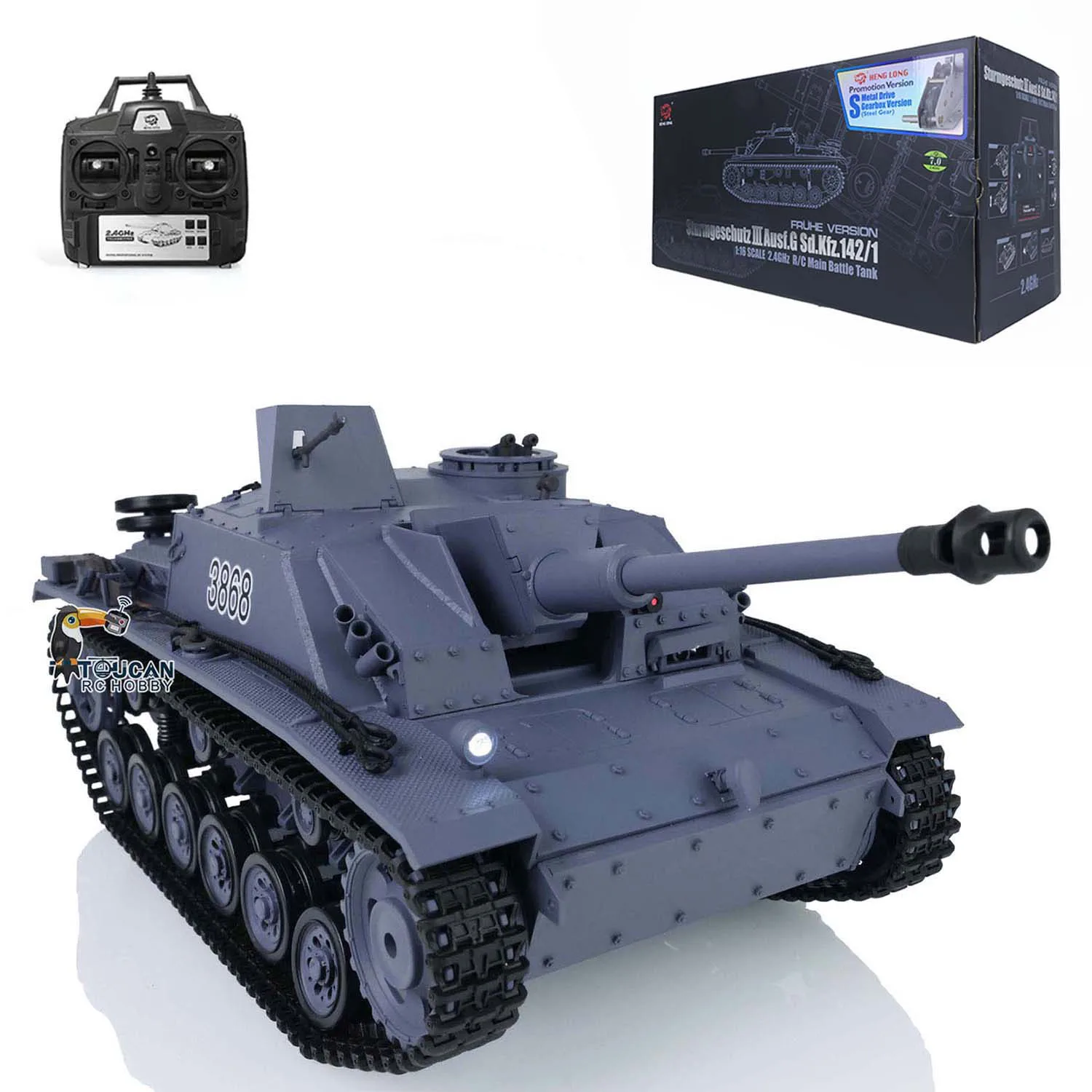 US Stock 1/16 Scale 7.0 Plastic German Stug III Radio Control 2.4G Heng Long RC Tank 3868 RTR Durable Design Military Panzer
US Stock 1/16 Scale 7.0 Plastic German Stug III Radio Control 2.4G Heng Long RC Tank 3868 RTR Durable Design Military Panzer