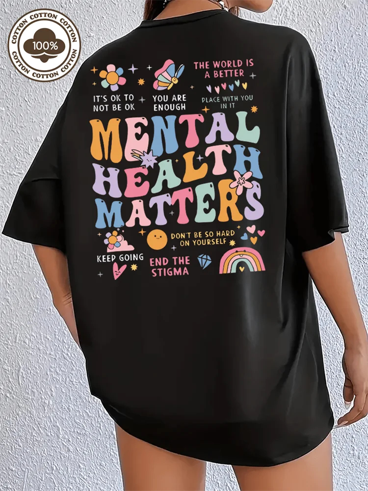Women's Cotton T-Shirt Mental Health Awareness Graphic T-Shirt Colorful Happy Face Letter Print Short Sleeve Crew Neck Tops
Women's Cotton T-Shirt Mental Health Awareness Graphic T-Shirt Colorful Happy Face Letter Print Short Sleeve Crew Neck Tops