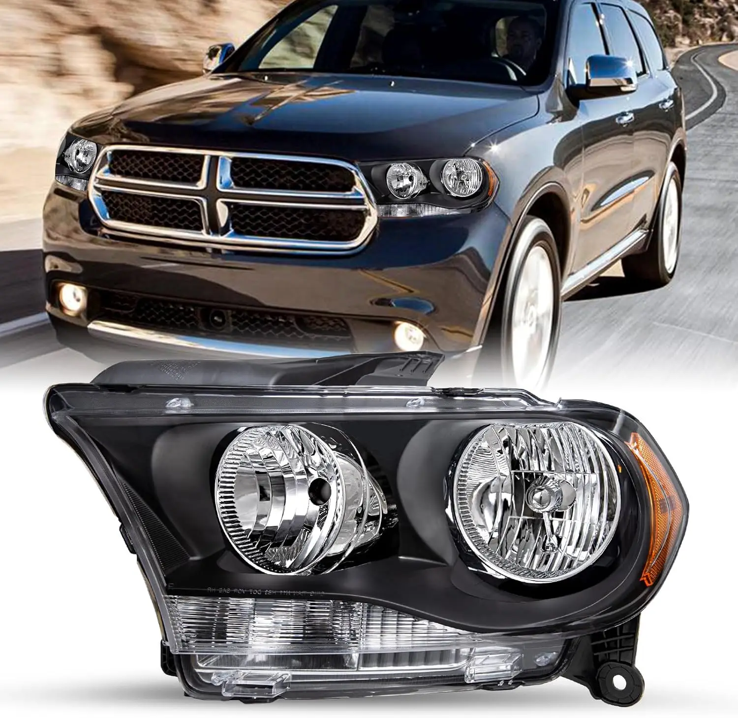 Left Driver Side Halogen Headlight Assembly Replacement for 2011-2013 Dodge Durango Headlamp Black Housing Amber Reflector(NOT f
Left Driver Side Halogen Headlight Assembly Replacement for 2011-2013 Dodge Durango Headlamp Black Housing Amber Reflector(NOT f