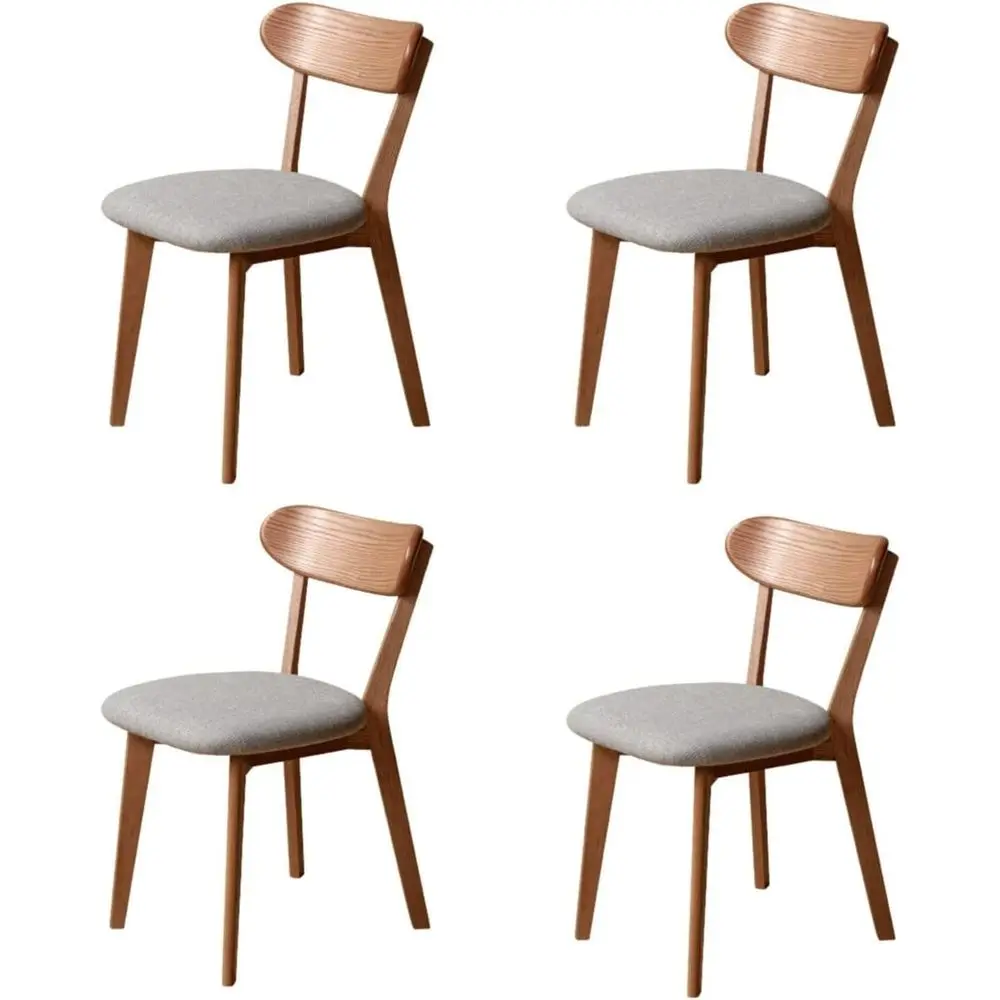 Solid Wood Upholstered Dining Chairs with Curved Back and Wing Shape, Walnut, Grey Cushion (Set of 4)
Solid Wood Upholstered Dining Chairs with Curved Back and Wing Shape, Walnut, Grey Cushion (Set of 4)