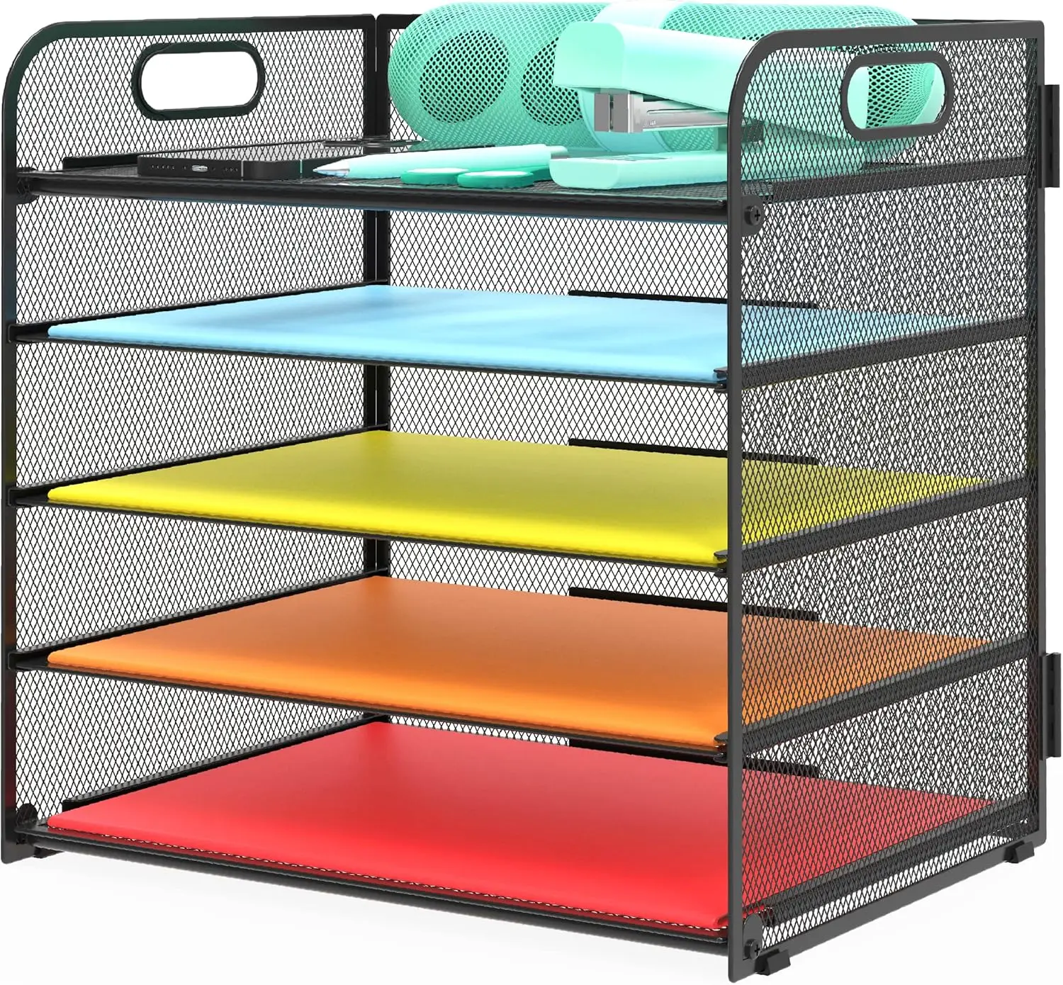 5-Tier Mesh Letter Tray Organizer with Handle for Desk, Black
5-Tier Mesh Letter Tray Organizer with Handle for Desk, Black
