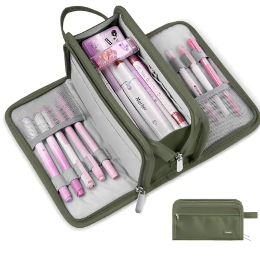 Large Pencil Case, Big Capacity Pencil Pouch Pen Bag with 3 Compartment, Portable Canvas Stationery Organizer with Zipper, Cute
Large Pencil Case, Big Capacity Pencil Pouch Pen Bag with 3 Compartment, Portable Canvas Stationery Organizer with Zipper, Cute