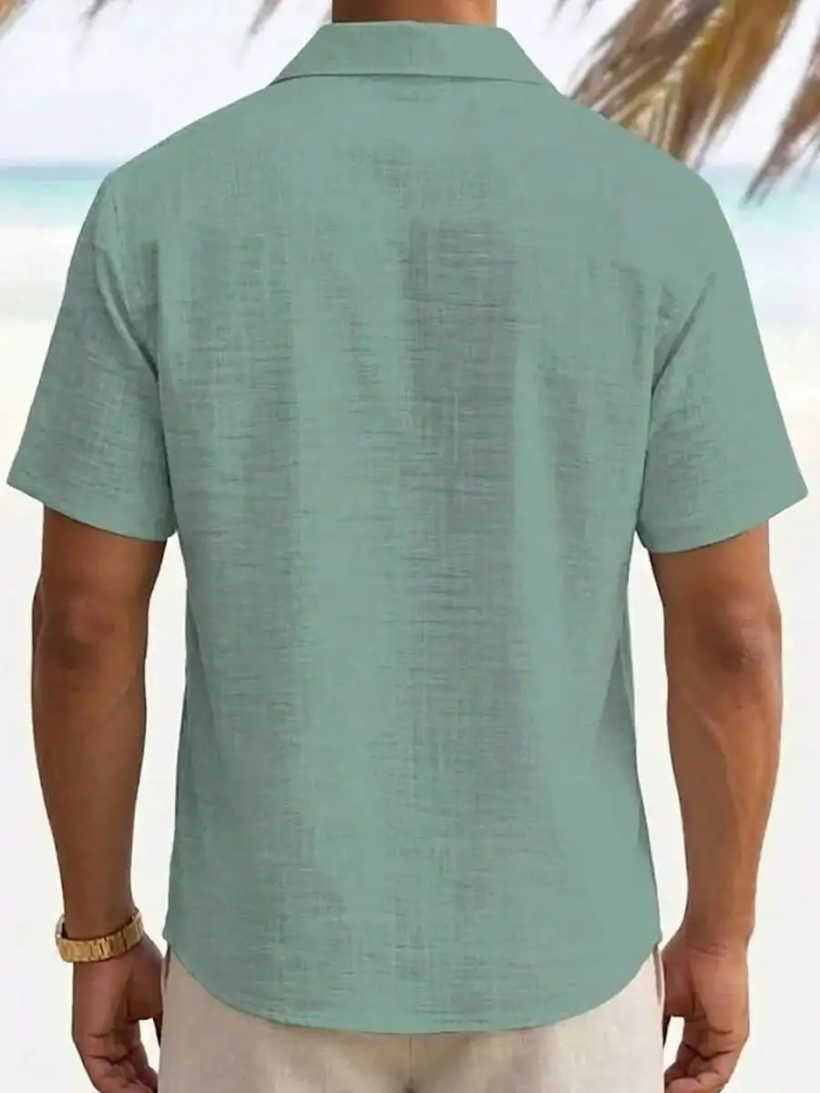 Mens Casual Short Sleeve Shirt With Coconut Tree And Striped Print
Mens Casual Short Sleeve Shirt With Coconut Tree And Striped Print
