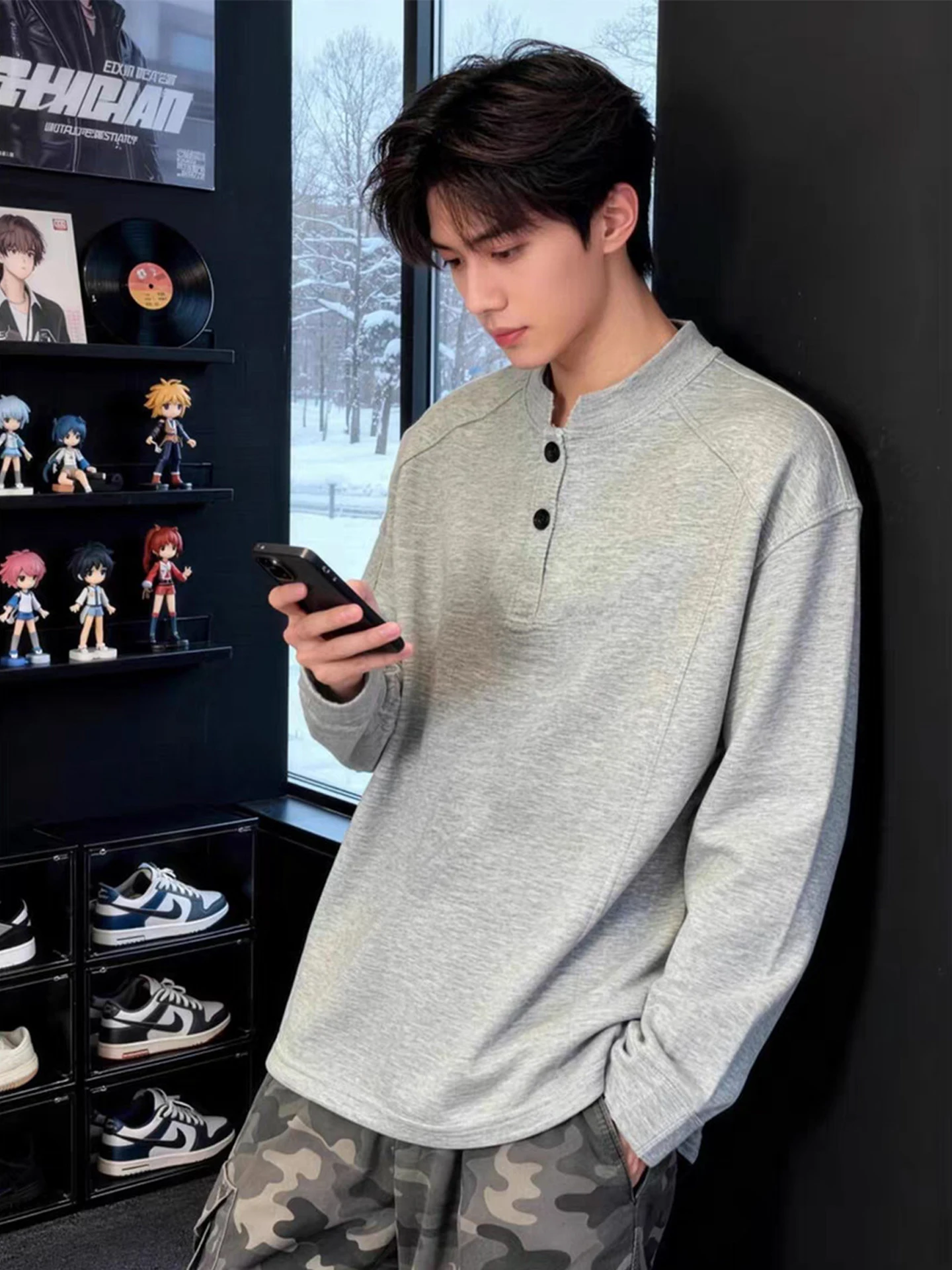Men's Hoodie Sweatirt Henry Collar Fce Lined Long Sve Inner Wear Casual Loose Fit Cotton Polyester Autumn Winter
Men's Hoodie Sweatirt Henry Collar Fce Lined Long Sve Inner Wear Casual Loose Fit Cotton Polyester Autumn Winter