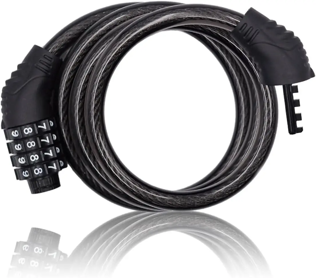 4 Digit Bike Lock Cable Combination 3 Feet Long Resettable Anti Theft Bicycle Lock for Electric Scooter
4 Digit Bike Lock Cable Combination 3 Feet Long Resettable Anti Theft Bicycle Lock for Electric Scooter