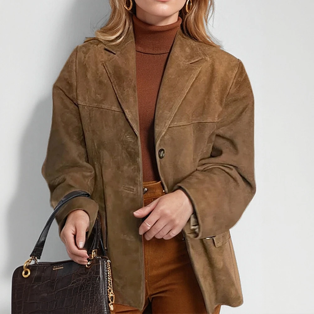 Женский элегантный пиджак с длинными рукавами на пуговицах, однотонные повседневные жилеты K-Fashion, осенне-зимний повседневный отложной воротник
Женский элегантный пиджак с длинными рукавами на пуговицах, однотонные повседневные жилеты K-Fashion, осенне-зимний повседневный отложной воротник