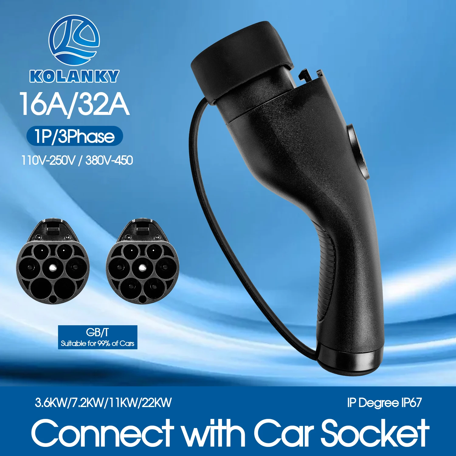 Kolanky 16A/32A GBT EV Charger Plug Electric Car Charging Gun Head 3.6kw /7.2kw/11kw /22kw 1P/3P EV Charger GBT Male Plug IP67
Kolanky 16A/32A GBT EV Charger Plug Electric Car Charging Gun Head 3.6kw /7.2kw/11kw /22kw 1P/3P EV Charger GBT Male Plug IP67