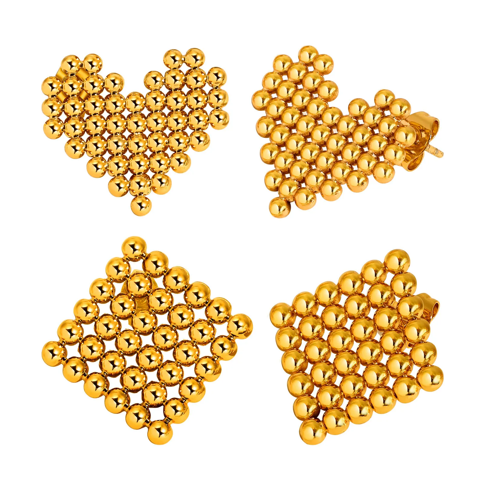 Stainless Steel Geometric Stud Earring for Women, Heart Square Shape 18K Gold Plated,Free Nickle Bead Statement Jewelry
Stainless Steel Geometric Stud Earring for Women, Heart Square Shape 18K Gold Plated,Free Nickle Bead Statement Jewelry