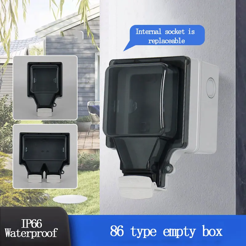 Водонепроницаемая розетка типа 86, IP66, уличная непромокаемая водонепроницаемая розетка для зарядки, розетка для поверхностного монтажа, пустая коробка
Водонепроницаемая розетка типа 86, IP66, уличная непромокаемая водонепроницаемая розетка для зарядки, розетка для поверхностного монтажа, пустая коробка