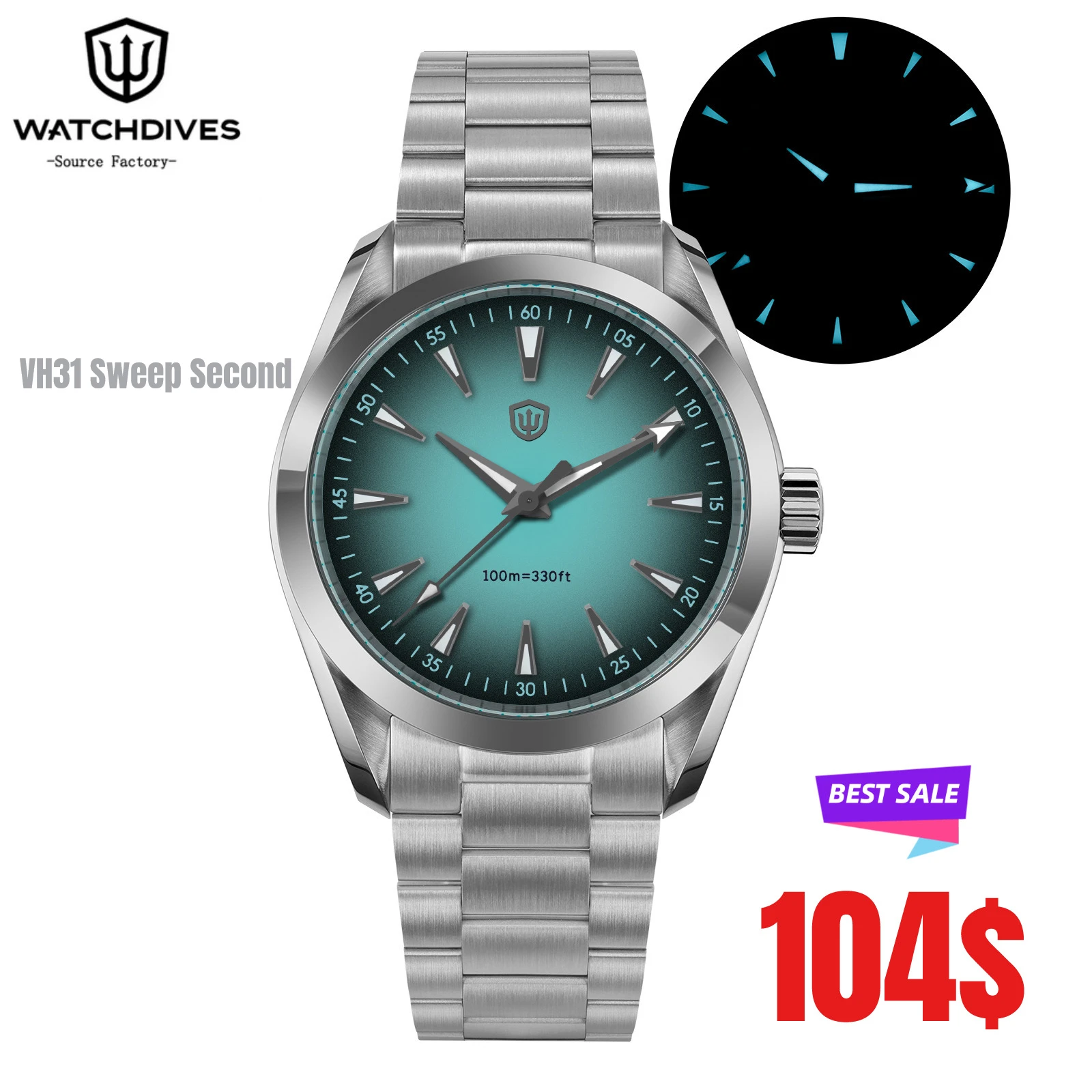 Watchdives WD0006 Watch VH31 Sweep Second Movement Sapphire Crystal BGW9 Luminous 10Bar Waterproof 38mm Vintage Watches
Watchdives WD0006 Watch VH31 Sweep Second Movement Sapphire Crystal BGW9 Luminous 10Bar Waterproof 38mm Vintage Watches