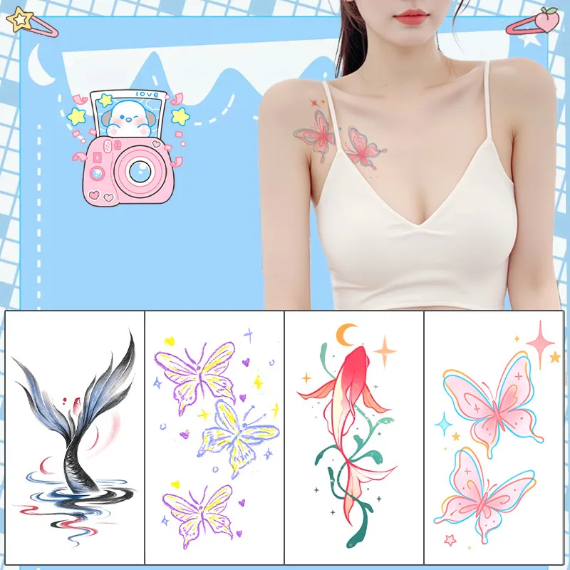 Butterfly Goldfish Temporary Tattoo Sticker Waterproof Lasting Arm Chest Leg Art Fake Tattoo Hot Girl Women Tatouage Cool Set
Butterfly Goldfish Temporary Tattoo Sticker Waterproof Lasting Arm Chest Leg Art Fake Tattoo Hot Girl Women Tatouage Cool Set