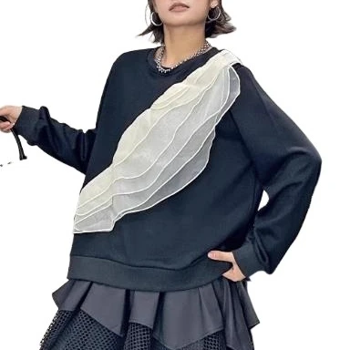 Женский пуловер из органзы с рюшами и длинными рукавами, свободные топы
Женский пуловер из органзы с рюшами и длинными рукавами, свободные топы