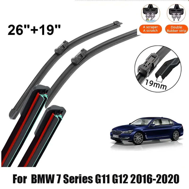 Car Wiper for BMW 7 Series G11 G12 2016-2020 26" + 19" Front Rear Wiper Blades Brushes Cutter Accessories Mute 2016 2017 2019
Car Wiper for BMW 7 Series G11 G12 2016-2020 26" + 19" Front Rear Wiper Blades Brushes Cutter Accessories Mute 2016 2017 2019