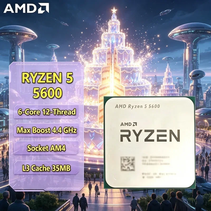 Energy-saving Daily-use AMD Ryzen 5 5600 6-Core 12-Thread 32MB L3 4.4GHz Boost AM4 65W Desktop Processor Without Cooler
Energy-saving Daily-use AMD Ryzen 5 5600 6-Core 12-Thread 32MB L3 4.4GHz Boost AM4 65W Desktop Processor Without Cooler