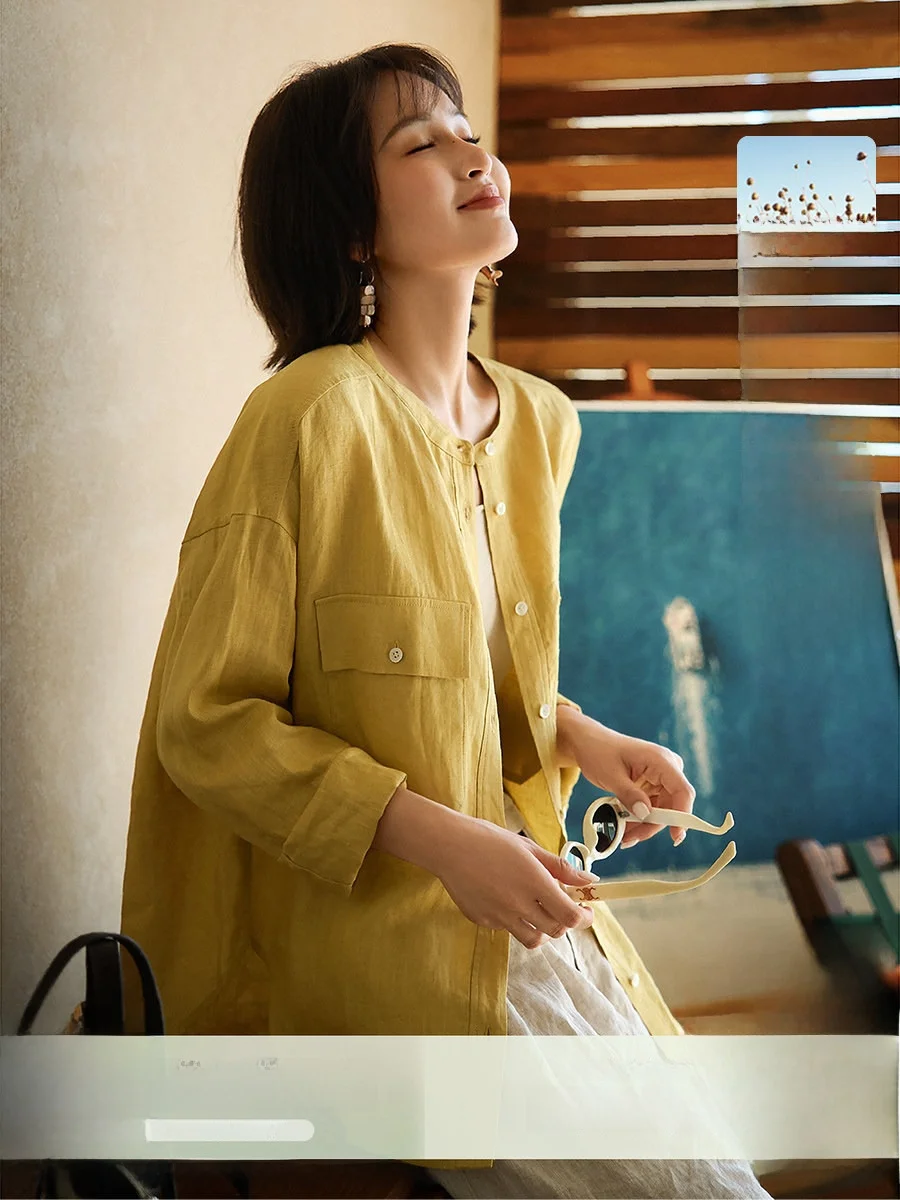 Pure Linen Simple round Neck Loose Women's Shirt Cool Sensation Sun Protection Top Summer New Style Comfortable Breathable OL...
Pure Linen Simple round Neck Loose Women's Shirt Cool Sensation Sun Protection Top Summer New Style Comfortable Breathable OL...