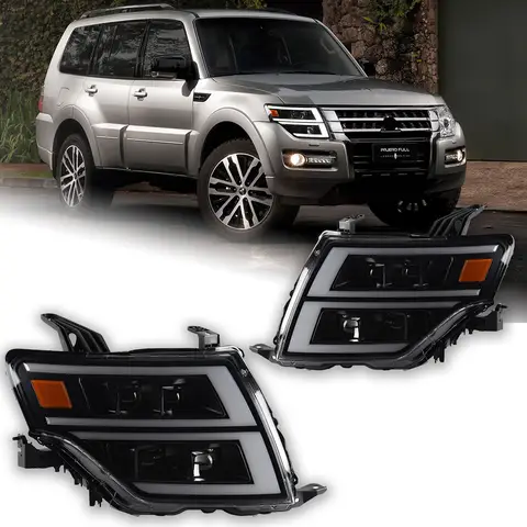 Para mitsubishi pajero 4 montero shogunate led conjunto do farol modificado conjunto streamer direção lente led