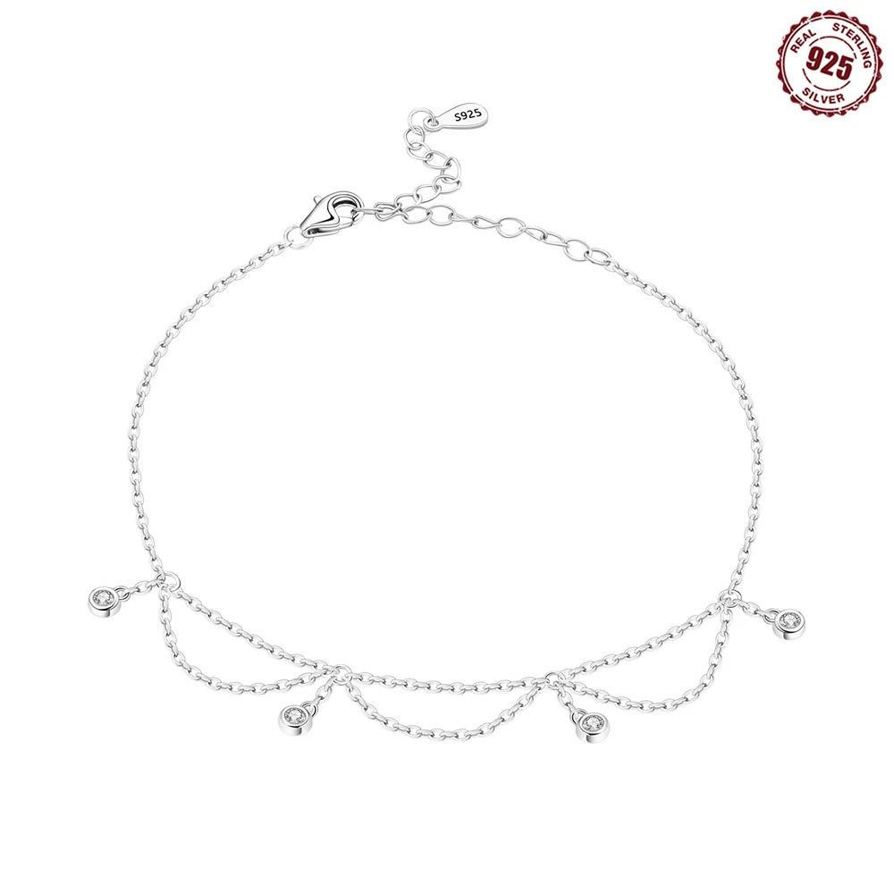 925 sterling silver simple basic stone tassel chain anklets, elegant and fashionable, suitable for women's jewelry making, luxur
925 sterling silver simple basic stone tassel chain anklets, elegant and fashionable, suitable for women's jewelry making, luxur