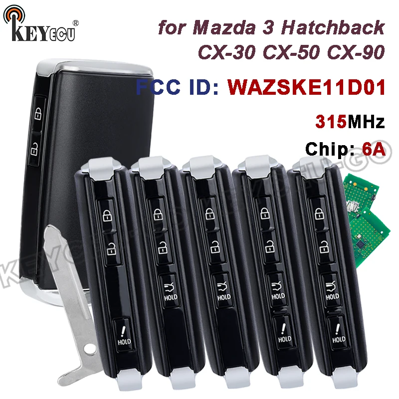 KEYECU 315MHz 6A Chip WAZSKE11D01 Model: SKE11D-01 for Mazda 3 CX-30 CX-50 CX-90 2019-2025 Keyless-Go Smart Remote Key Fob
KEYECU 315MHz 6A Chip WAZSKE11D01 Model: SKE11D-01 for Mazda 3 CX-30 CX-50 CX-90 2019-2025 Keyless-Go Smart Remote Key Fob