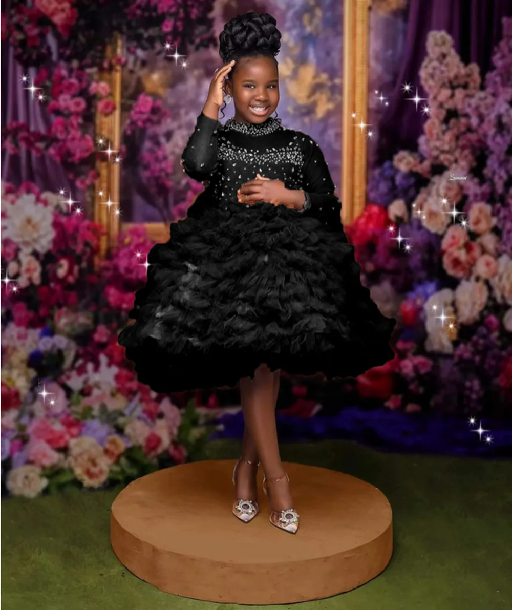 Luxury Black Flower Girl Dresses For Wedding Customized High Neck Beading Kids Birthday Party Gowns Girls Pageant Dress
Luxury Black Flower Girl Dresses For Wedding Customized High Neck Beading Kids Birthday Party Gowns Girls Pageant Dress