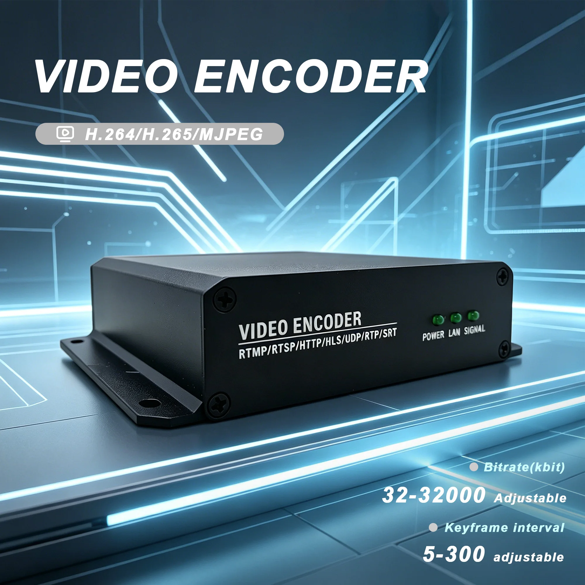H.265 video encode,CVBS loop-out HD,video signal into RTSP / RTMP / HTTP / HLS / UDP / RTP / SRT protocol network video signal
H.265 video encode,CVBS loop-out HD,video signal into RTSP / RTMP / HTTP / HLS / UDP / RTP / SRT protocol network video signal
