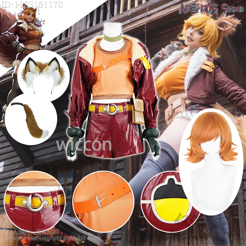 Squirrel Girl Game Rivals Cosplay Anime Costume Red PU Coat Shorts Furry Earwear Tail Cute Lovely Uniform Wigs Kawaii Customized
Squirrel Girl Game Rivals Cosplay Anime Costume Red PU Coat Shorts Furry Earwear Tail Cute Lovely Uniform Wigs Kawaii Customized
