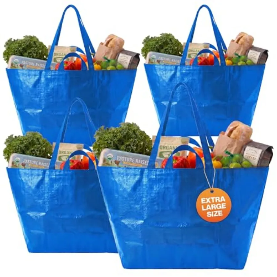 Haul-It-All Extra-Large Reusable Shopping Bag Heavy Duty Open-Top Tote with Handles, 18-Gallon Capacity, Blue, Pack of 4
Haul-It-All Extra-Large Reusable Shopping Bag Heavy Duty Open-Top Tote with Handles, 18-Gallon Capacity, Blue, Pack of 4