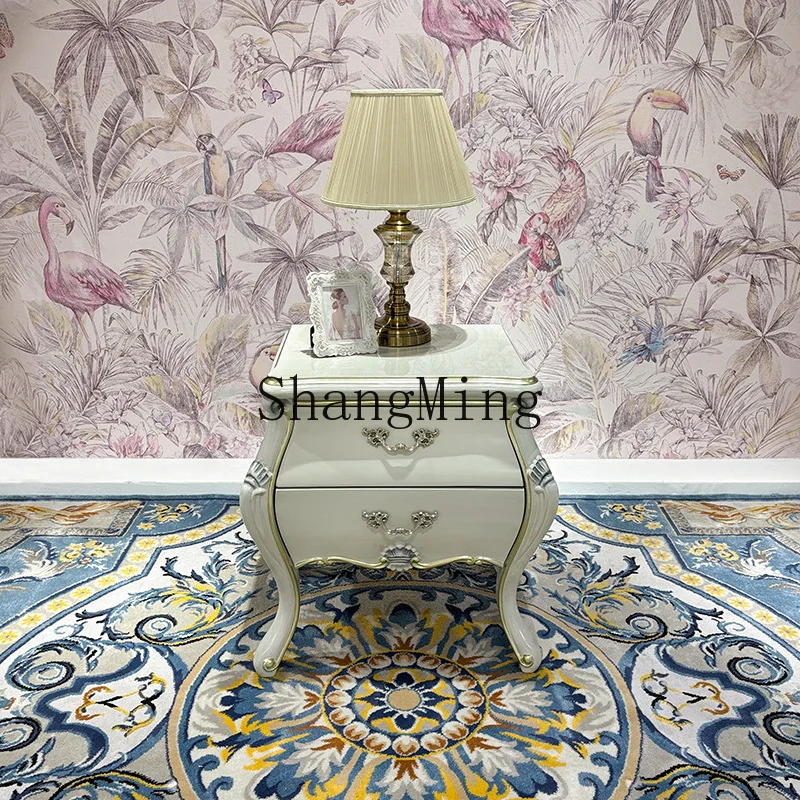 FG solid wood bedside table palace luxury neoclassical engraved with drawers bedroom locker 
FG solid wood bedside table palace luxury neoclassical engraved with drawers bedroom locker