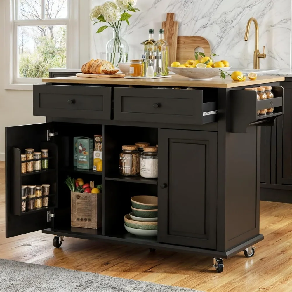 Rolling Kitchen Island Cart with Drop Leaf, Large Kitchen Island on Wheels with Storage and 2 Drawers, Mobile Island for Kitchen
Rolling Kitchen Island Cart with Drop Leaf, Large Kitchen Island on Wheels with Storage and 2 Drawers, Mobile Island for Kitchen