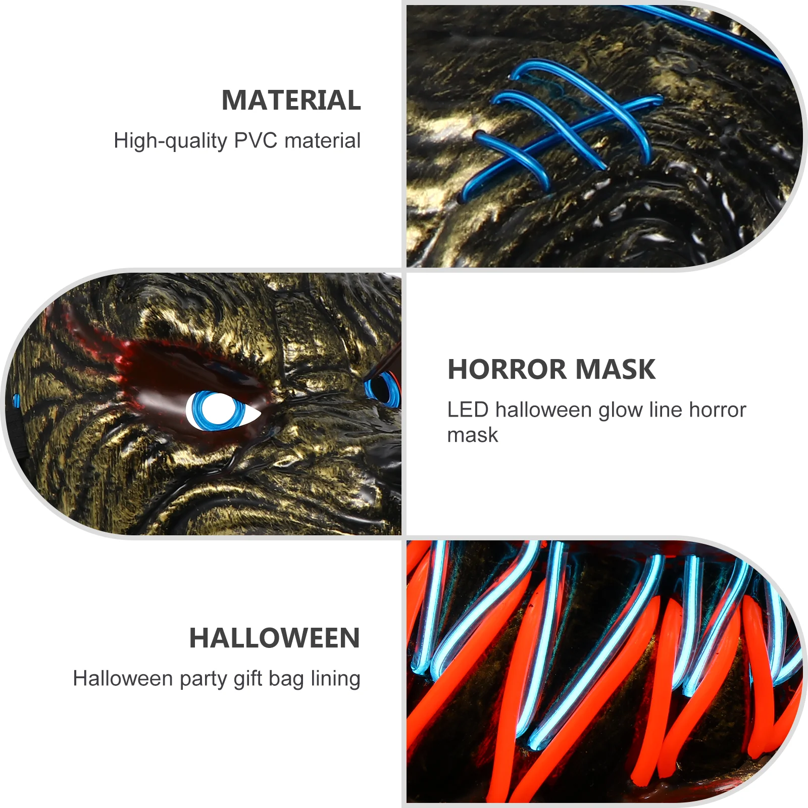 Glow Mask LED Halloween Lighting Wolf Demon Carnival Pvc Party Supplies Glowing Horror Scary Child
Glow Mask LED Halloween Lighting Wolf Demon Carnival Pvc Party Supplies Glowing Horror Scary Child