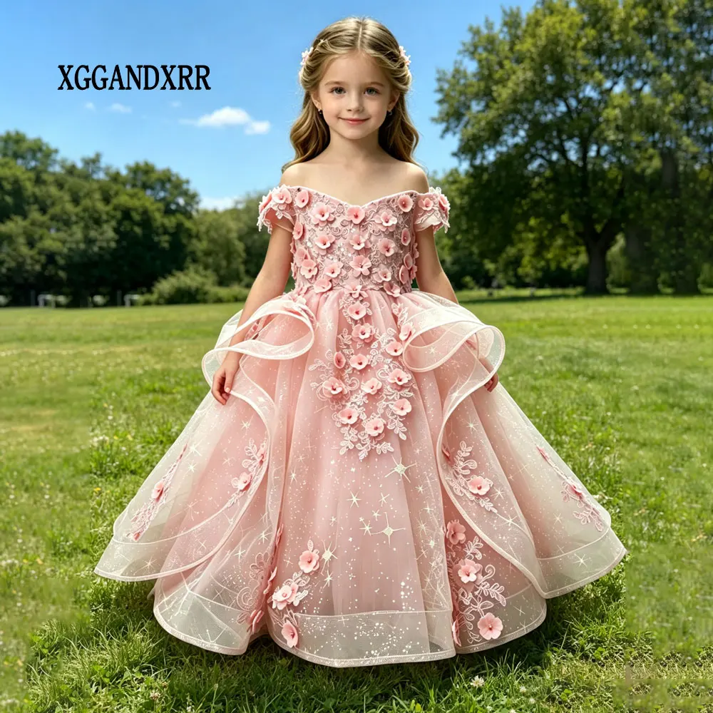 New XGGandXRR Princess Pink Flower Girl Dresses 3D Floral Beads A-Line Wedding Party Dresses For Kids Birthday Dress Customized
New XGGandXRR Princess Pink Flower Girl Dresses 3D Floral Beads A-Line Wedding Party Dresses For Kids Birthday Dress Customized