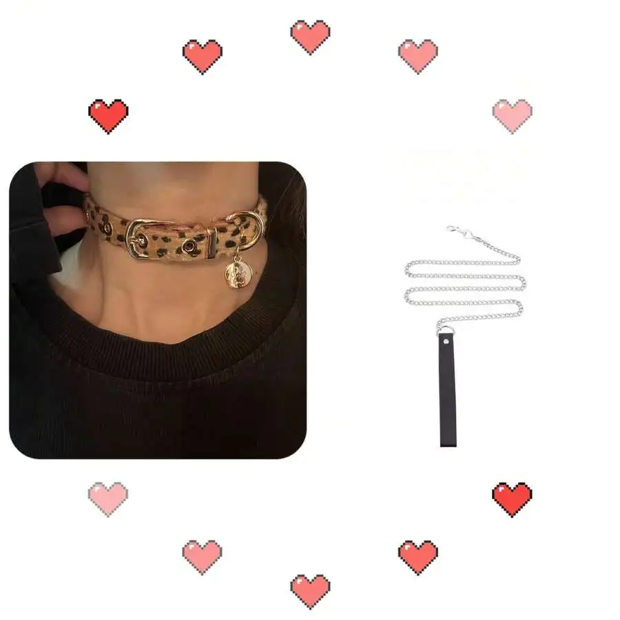 Колье-чокер с леопардовым принтом, металлической пряжкой и подвеской-шармом - короткое украшение на шею
Колье-чокер с леопардовым принтом, металлической пряжкой и подвеской-шармом - короткое украшение на шею