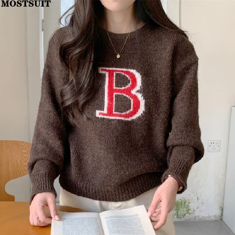 Letter Jacquard Vintage Sweater Women Pullovers Tops Fashion Loose Casual Ladies Jumpers Long Sleeve Round Neck Sweaters 2025
Letter Jacquard Vintage Sweater Women Pullovers Tops Fashion Loose Casual Ladies Jumpers Long Sleeve Round Neck Sweaters 2025