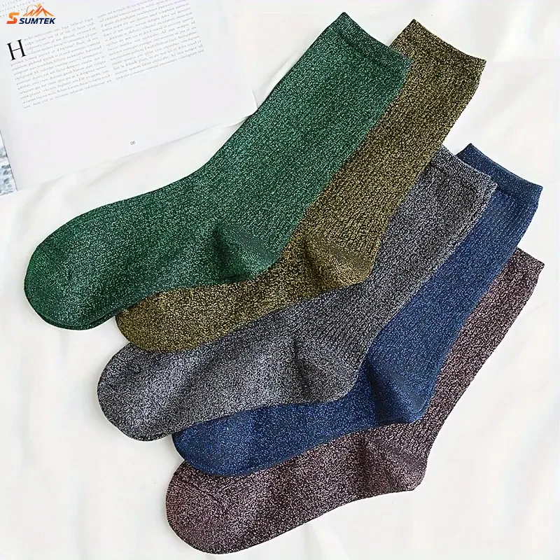 5-Pair Women'S Shiny Sequin Mid-Calf Socks - Sparkling Glittery Party & Everyday Socks,Stretchy Fit,Machine Washable
5-Pair Women'S Shiny Sequin Mid-Calf Socks - Sparkling Glittery Party & Everyday Socks,Stretchy Fit,Machine Washable