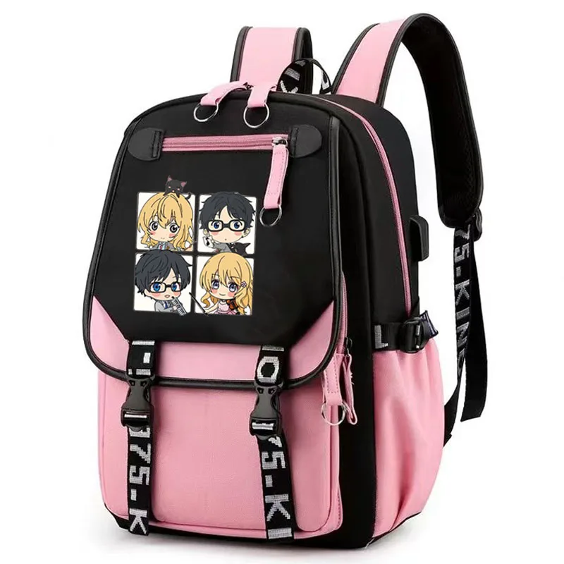 Женский модный рюкзак Miyazono Kaori Arima Kousei, школьный рюкзак с героями мультфильмов для девочек, школьный рюкзак с зарядкой через USB 
Женский модный рюкзак Miyazono Kaori Arima Kousei, школьный рюкзак с героями мультфильмов для девочек, школьный рюкзак с зарядкой через USB