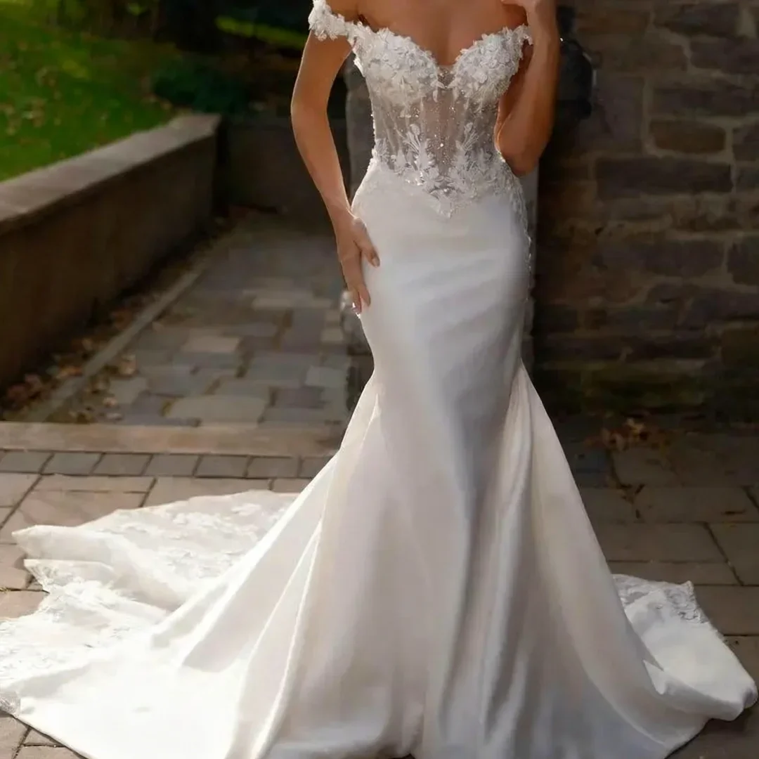 Vintage Wedding Dresses Satin Bridal Gowns Lace Appliques Off The Shoulder Robes Sweep Train Vestidos De Novia Customized 2026
Vintage Wedding Dresses Satin Bridal Gowns Lace Appliques Off The Shoulder Robes Sweep Train Vestidos De Novia Customized 2026