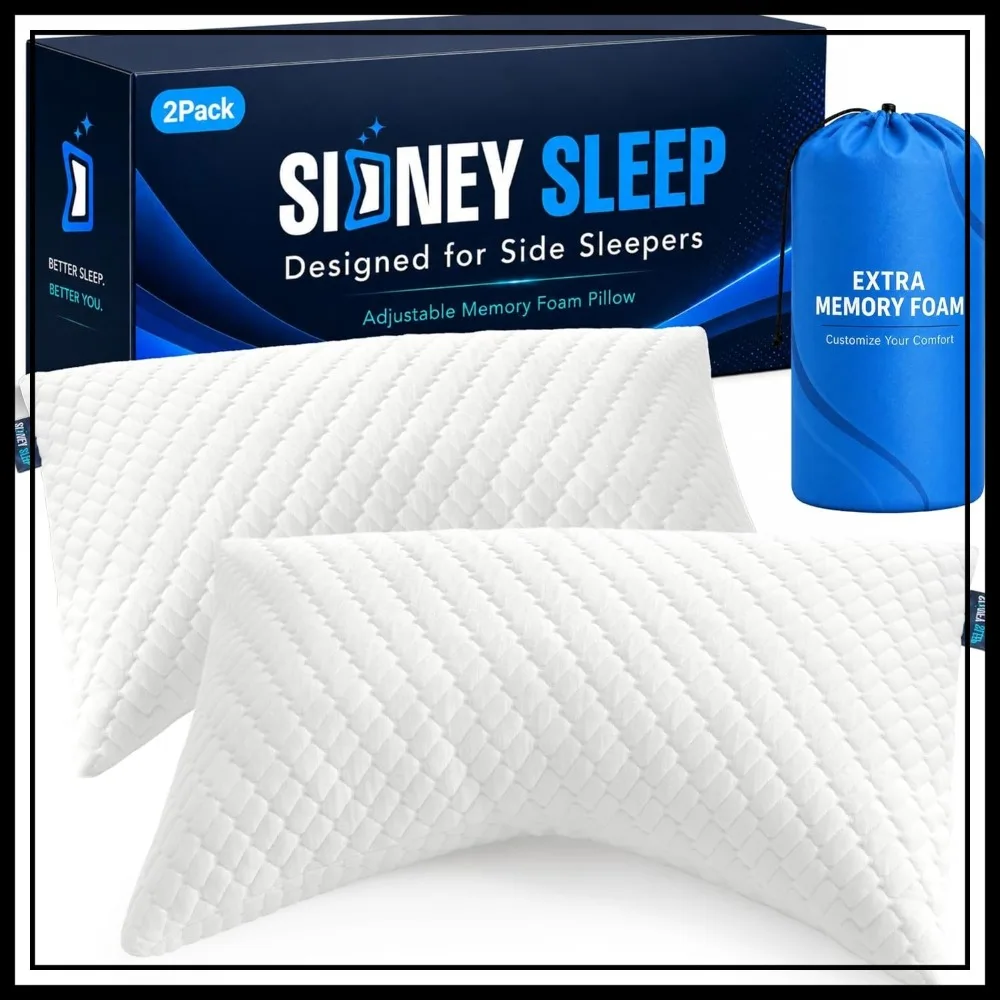 Queen Size Memory Foam Pillows Set of 2 for Side & Back Sleepers - Adjustable Loft with Extra Fill, Neck & Shoulder Pain Relief
Queen Size Memory Foam Pillows Set of 2 for Side & Back Sleepers - Adjustable Loft with Extra Fill, Neck & Shoulder Pain Relief