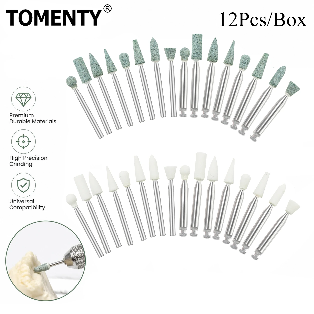 12Pcs Tomenty Dental White/Green Stone Polishing Polisher Sandstone Grinding Head FG/RA Drills Flame Cone Round Shape Dentistry
12Pcs Tomenty Dental White/Green Stone Polishing Polisher Sandstone Grinding Head FG/RA Drills Flame Cone Round Shape Dentistry